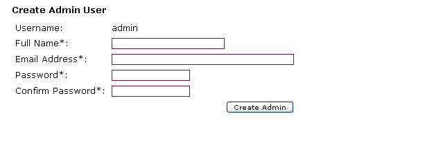 Admin account creation