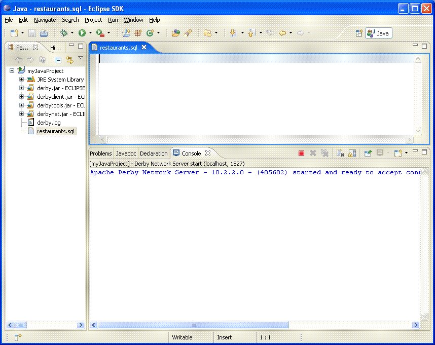 Adding an sql file to the Java project