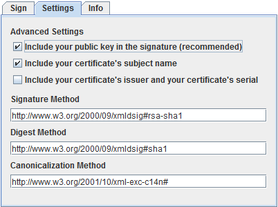 Signature Settings