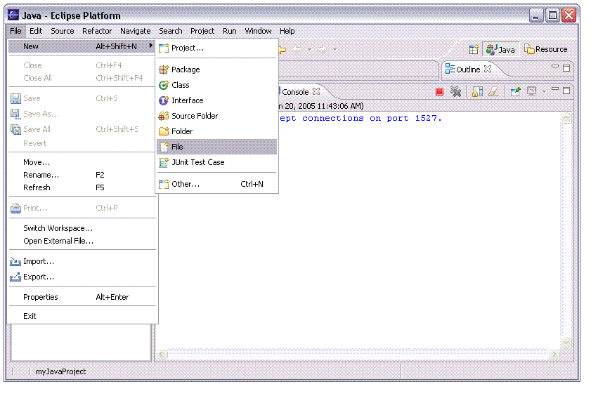 Creating a new file in Eclipse