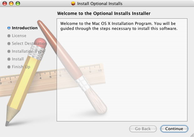 Click "Continue" in the installer window