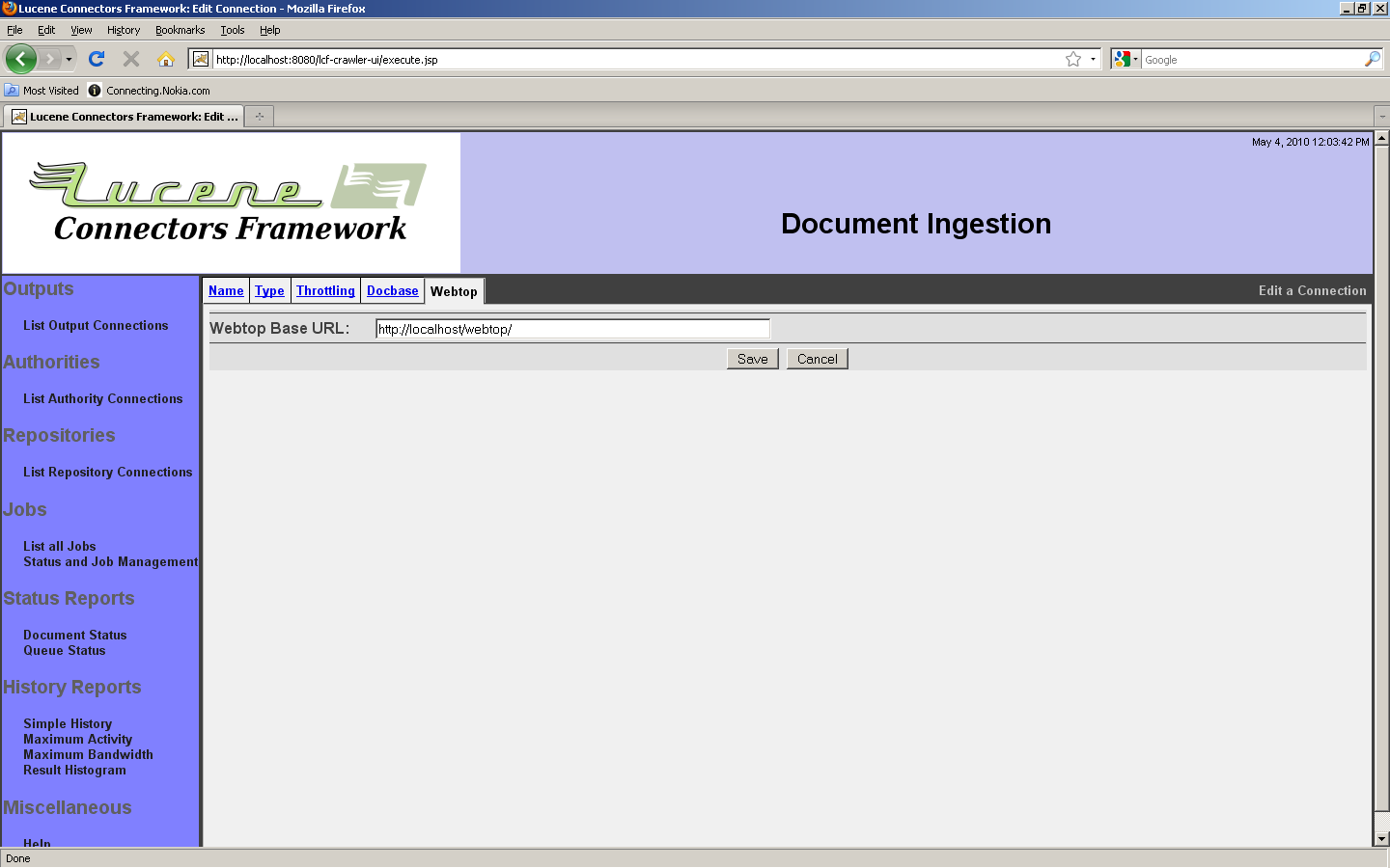 Documentum Connection, Docbase tab