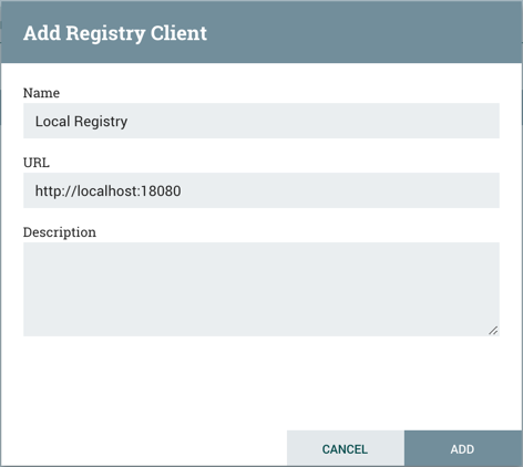 Add Registry Client Dialog
