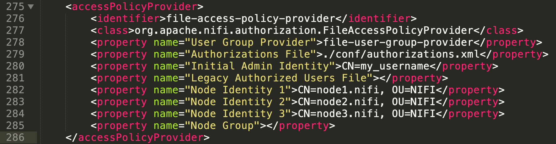 authorizers.xml with Initial Node Identities