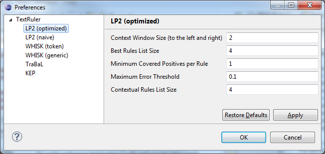 UIMA Ruta TextRuler Preferences