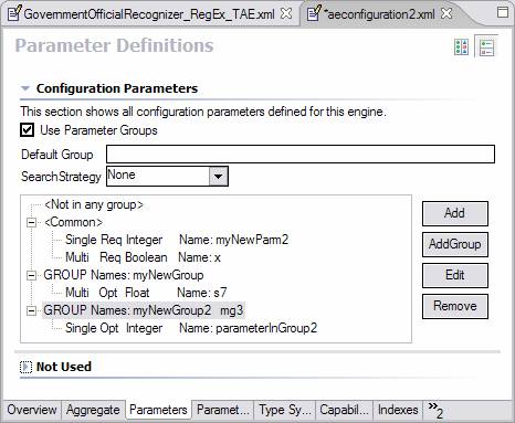 Using parameter groups